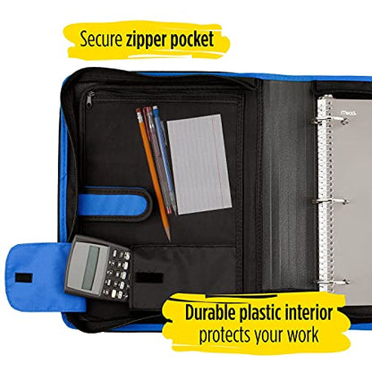Five Star 2 Inch Zipper Binder, 3 Ring Binder, 6-Pocket Expanding File, Durable, Color Selected for You, 1 Count (29592)