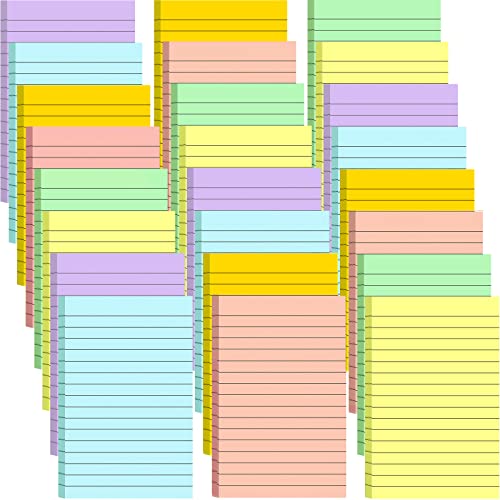 24 Pack Lined Sticky Notes 4X6 in Self Sticky Note Pads Colorful Post Stickies for Office, Home, School, Meeting, 50 Sheets/pad, (Light Color) - color: Light Color