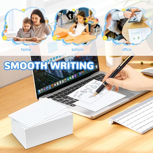 BIGNC Index Cards 3x5, 320 Pack Ruled Flash Cards, Note Cards 3x5 Lined, Flash Cards for Studying Note Taking and To Do List Double Side Lined, White