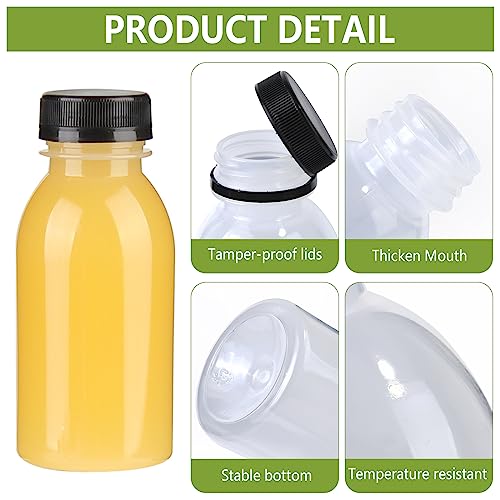 zmybcpack 12 Pack 8oz PP Plastic Juice Bottles With Caps Dishwasher Safe | Plastic Smoothie Bottles Heat-Resistant, Reusable Bulk Beverage Containers with lids for Juice, Beverage - size: 8oz 12pack