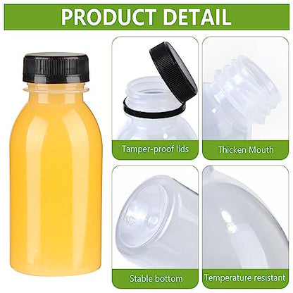 zmybcpack 12 Pack 8oz PP Plastic Juice Bottles With Caps Dishwasher Safe | Plastic Smoothie Bottles Heat-Resistant, Reusable Bulk Beverage Containers with lids for Juice, Beverage - size: 8oz 12pack
