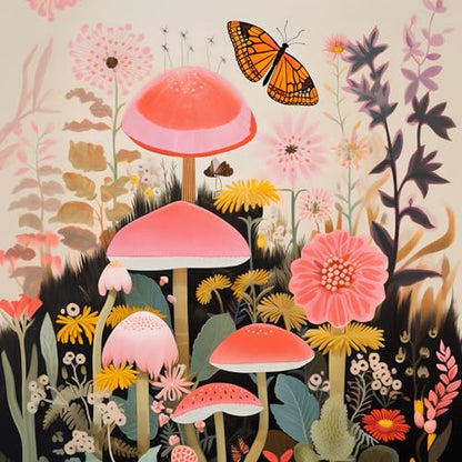 RICCO BELLO Lined Journal Notebook, Mushroom Garden, Hardcover | College Ruled, 96 Sheets / 192 Pages, 5.7 x 8.4 Inches, Pen Holder, For Work & Notes - color: Mushroom Garden