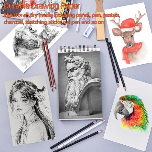 MARTCOLOR 5.5X8.5” Premium Sketch Book, 100 Sheets(68 lb/100gsm) Sketchbook | Spiral Bound, Acid-Free Drawing Paper, Artist Sketch Pad for Beginners & Pro Artists, Perfect for Most Dry Media