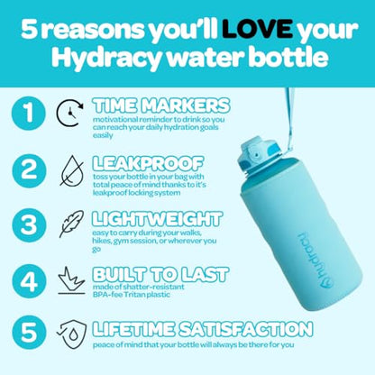Hydracy 2L Large Water Bottle, 100% BPA Free Tritan Plastic, Leakproof, Zero Condensation, Motivational Timeline, Safe, Non-Toxic, Durable, Smart Design | BPA-Free Tritan, Leakproof Flip-Top Lid,No-Sweat Sleeve,Carry Strap,Daily Intake Tracking for Gym,Sp