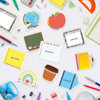 Xqumoi 30 Pack Teacher Appreciation Sticky Notes School Office Supplies | Teacher Self-Adhesive Writing Memo Pad, Page Marker Notepads, Blackboard Apple Pencil Shaped, Back to School Gift, Classroom - style: Teacher Appreciation (Style 2)