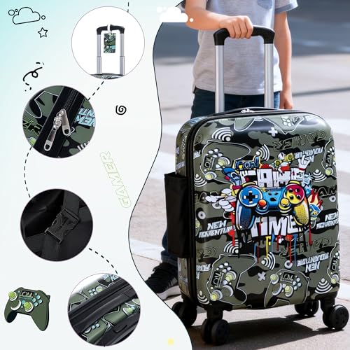 16’’ Kid’s Luggage Set with Spinner Wheels, Hardside with Suitcases,6 Piece | Carry on Luggage, Travel Rolling Luggage Airline Approved Suitcase Set with Spinner Wheels Girls Boys - color: Joystick