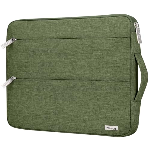 Voova 13 13.6 Inch Laptop Sleeve Case Compatible with MacBook Air 13 M1/M2/M3/M4 2020-2025, MacBook Pro 13/14, IPad Air/Pro 13, Waterproof Slim Computer Bag Cover with Handle, Army Green - color: Army Green, size: 12.6-13.6 Inch