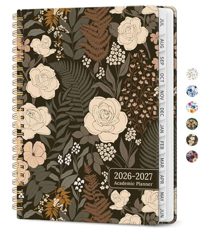 Planner 2026-2027, Academic Year Monthly and Weekly Calendar Planner, Jul 2026 - Jun 2027, Hardcover Teacher Student Planning Agenda book with Tabs, Perfect for School Office Supplies, 6.3" x 8.5" - Wild Rose - color: C-Wild Rose, size: (6.3"x8.5")a5