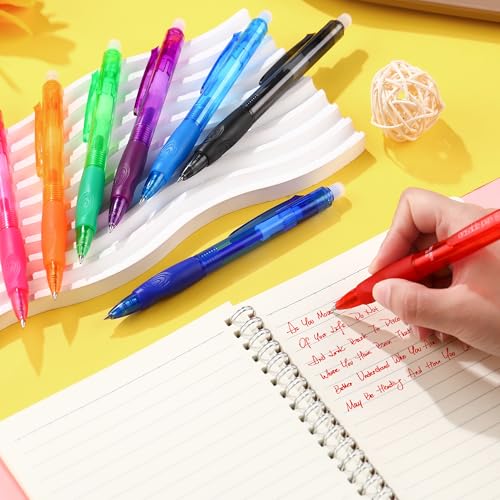 USUAL 0.5mm 8 Color Erasable Gel Pens, Make Mistakes Disappear, Fine Point Retractable Erasable Gel Pens for Writing, Drawing, Office, Planner, School Supplies - color: 8 Colors