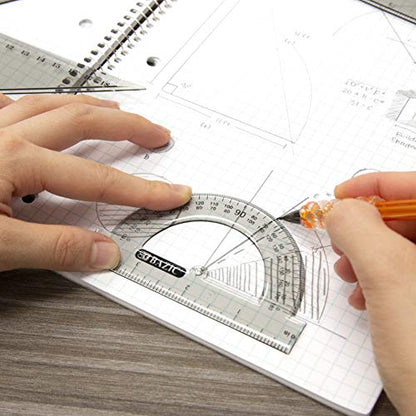 BAZIC Products 4-Piece Geometry Set with Compass, 144-Case | 4-piece geometry set (12 in ruler, 30/60 and 45/90 triangles, 180-degree protractor) plus a compass - size: 144-Pack