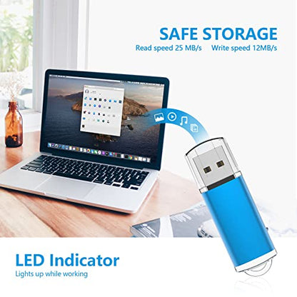 KOOTION Flash Drive 8GB 10 Pack USB 2.0 Thumb Drive Capped Memory Stick Jump Drive, Blue - size: 8GB, style: Blue-10 Pack