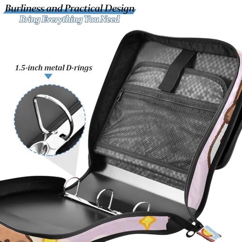 3 Ring Binder Zipper Binders Capybara Duck Expanding File Folder Bag with Shoulder Strap