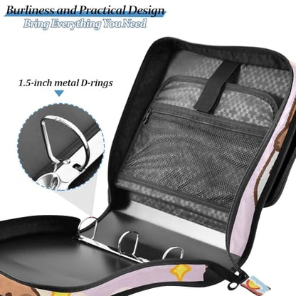 3 Ring Binder Zipper Binders Capybara Duck Expanding File Folder Bag with Shoulder Strap