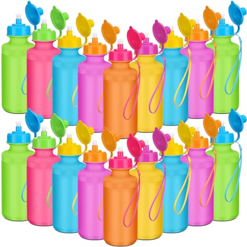 Zubebe 36 Pcs Sports Water Bottles Bulk Squeeze Reusable Plastic Water Bottles Back to School Supplies Summer Gifts for Students School Travel Hiking Cycling Event Team Gift - color: Rainbow Color