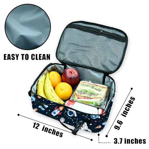 Astronaut Spaceman Lunch Box Insulated Reusable Lunch Bag Tote Cooler for Women Men Boy Girl School Work Office Picnic - color: Astronaut