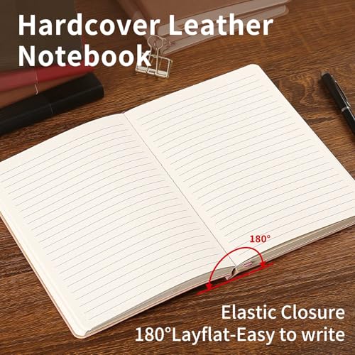 Lined Journal Notebook for Work College Ruled Note Book 5.79"x8.27" A5 PU Leather Daily Journaling 216 Pages for Women Men Writing Home School Supplies Business (Red) - color: 08-Red-1pack, style: A5 Lined 216pages