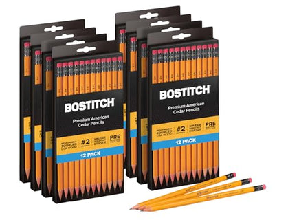 Bostitch Office Premium #2 Pencils, American Cedar Wood, Pre-Sharpened, HB Graphite, 96-Pack - size: 1 Count (Pack of 96)