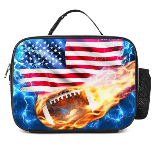 Football American Flag Lunch Box Insulated Reusable Lunch Bag Tote Cooler for Women Men Boy Girl School Work Office Picnic - color: Football American Flag