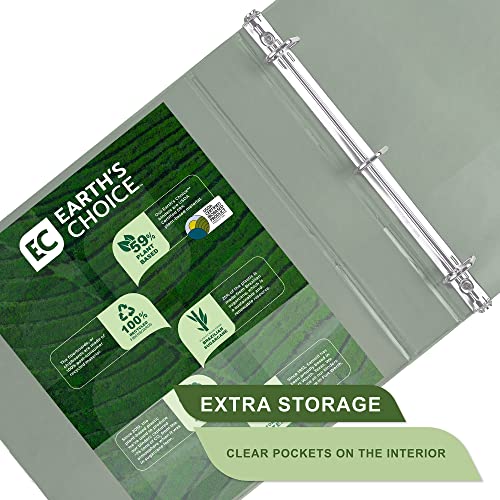 Samsill Plant-Based 1.5 Inch Durable D-Ring, View Binder, Eco-Friendly, USDA Certified Biobased, Single, Dusty Green - color: Sage Green, size: 1.5-Inch
