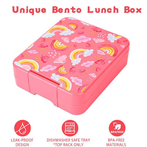 Howeemo Rainbow Bento Lunch Box Set, 25.36 oz Capacity, Stainless Steel Insulated Soup Thermo, Leak-proof Bento Box, Microwave and Dishwasher Safe - color: Rainbow