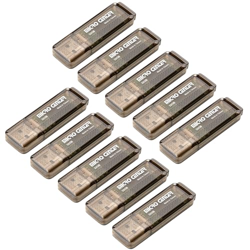 Micro Center SuperSpeed 10 Pack 32GB USB 3.0 Flash Drive Thumb Drive, Brown | High Transfer Speed, 10X Faster than USB 2.0 USB Drive, LED Light Indicator, Type-A, Data Storage and Backup - color: Grey - 32GB x10
