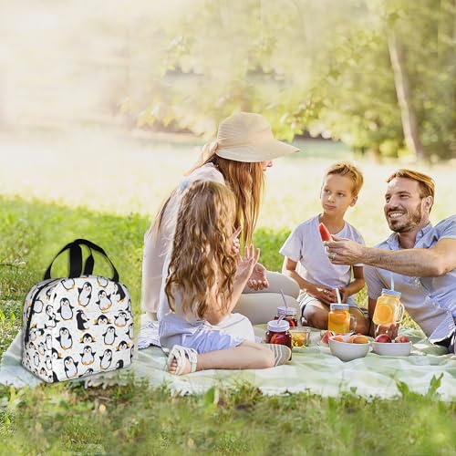 Cute Penguins Lunch Box,Insulated Lunch Bag for Girls Boys,Reusable Lunch Box for Kids Adults School Student Work Picnic Travel - color: Cute Penguins