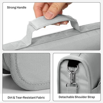 SUNEE Zipper Binder 3 Ring, 3 Inch O-Ring with Handle and Shoulder Strap, 600-Sheet Capacity, 5-Tab Expanding File Folder, Multi-Pockets for Middle School Organizer Binder with Zipper, Light Grey - color: Light Grey