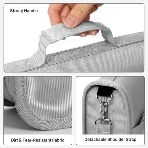 SUNEE Zipper Binder 3 Ring, 3 Inch O-Ring with Handle and Shoulder Strap, 600-Sheet Capacity, 5-Tab Expanding File Folder, Multi-Pockets for Middle School Organizer Binder with Zipper, Light Grey - color: Light Grey