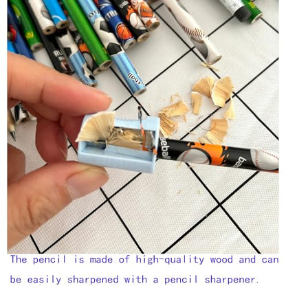 72PCS Corlorful Wooden Football Pattern Cased Pencils for Kids Bulk with Erasers, Fun Cute for School,Drawing,Gift (pattern, 72) - style: pattern