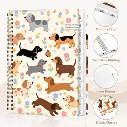 Planner 2026-2027, Weekly and Monthly Academic Year Calendar Planner, July 2026 - June 2027, Daily Agenda Book for Office School Supplies, A5(6.3'' x 8.5'') - color: 2607-Dachshund, size: 6.3"x8.5"(Jul 2026-Jun 2027)