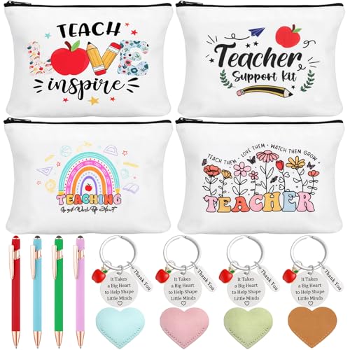 BESARME Teacher Appreciation Gifts Bulk, 16 Pcs Multi Color Large Bags, Pens, Keychains and Bookmarks for Teachers - for Teacher Appreciation Week Christmas Back to School and Retirement