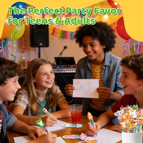 Animal Party Favors Animal Pens Multicolor Pen in One Cute Fun 4-in-1 Pens Bulk Cool Ballpoint Pens for Birthday Gifts Teacher Supplies (Animal, 12) - style: Animal