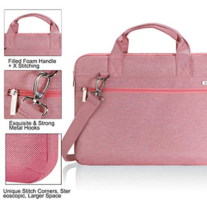 Voova Laptop Bag 17 17.3 Inch, 360° Protective Laptop Case Sleeve with Shoulder Strap Compatible with 17-18 Inch Lenovo Asus Acer Dell Hp, Waterproof Computer Bag Slim Briefcase for Women, Pink - color: Pink, size: 17-17.3 inch