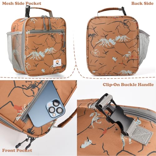 CaCTOUR Lunch Box Kids,Premium Insulated Lunch Bag for Girls Boys,Soft Bag Mini Cooler Back to School Thermal Reusable Lunch Bag for Work School Picnic (Brown Dino) - color: C-Brown Dino