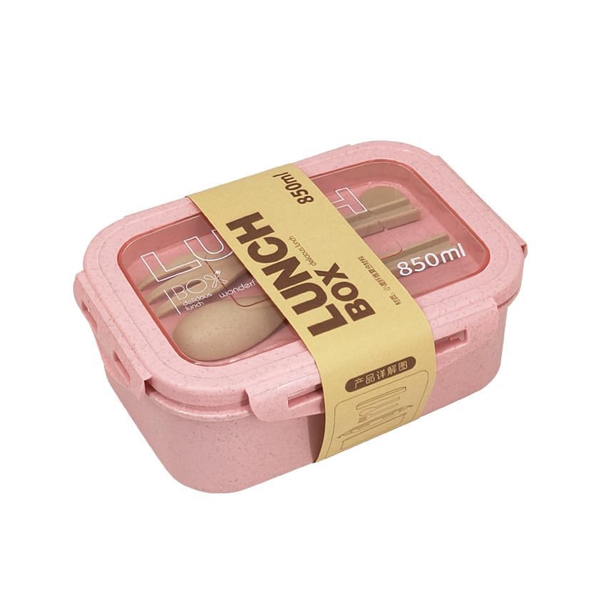 Bento Box Adult Lunch Box with 2 Compartments Bento Lunch Containers with Tableware Storage Japanese Style Bento Box Leakproof Microwave Dishwasher Safe Lunchbox for Work On-The-Go Picnic Pink - color: Lunch Box Pink