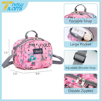 NEW TILAMI Kids Lunch Bag Double Insulated for tilami Rolling Backpack Girls Boys forTravel School Picnic, Romantic Pink - color: Romantic Pink