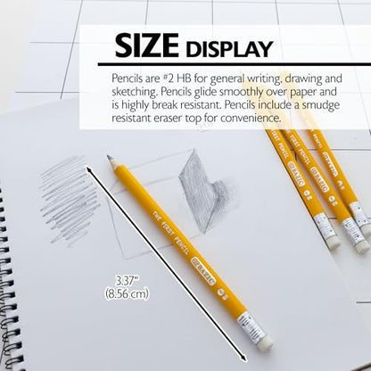 BAZIC PRODUCTS The First Jumbo #2 Yellow Pencils, Eraser, 4 Count, 2-Pack | eraser top, beginners, preschool, early grades learning to write - size: 2 Count (Pack of 1)