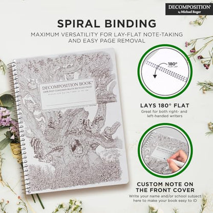 Decomposition Screech Owls College Ruled Spiral Notebook - 9.75 x 7.5 Journal with 160 Lined Pages - 100% Recycled Paper - Cute Notebooks for School Supplies, Home & Office - Made in USA - color: Screech Owls, style: Spiral-bound