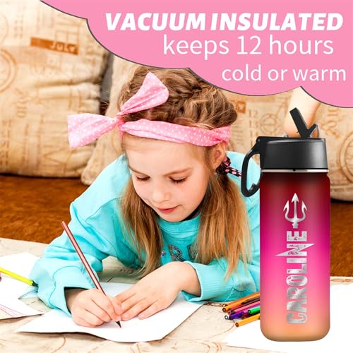 Personalized Water Bottle, Custom Sports Water Bottle with Name Customized Insulated Stainless Steel Vacuum Cup Bottle with Straw Lid, Christmas Valentine's Day Gift for Boys Girls Women Men 18oz/32oz - color: Color 1