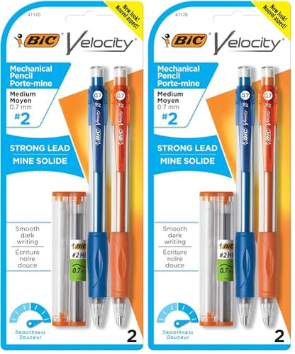 BIC Velocity Original Mechanical Pencil, Medium Point (0.7mm), Smooth Dark Writing, 2-Count (Pack of 2) - size: 2 Count (Pack of 2)