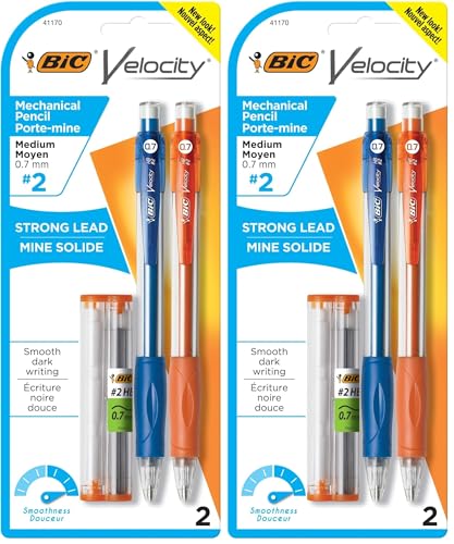 BIC Velocity Original Mechanical Pencil, Medium Point (0.7mm), Smooth Dark Writing, 2-Count (Pack of 2) - size: 2 Count (Pack of 2)