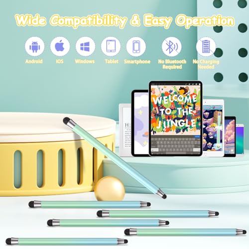 Stylus Pen for Touch Screens, Compatible with All Capacitive Touch Screens, Precision Rubber Tips& High Sensitivity (Light Green Light Blue) - color: Light Green Light Blue