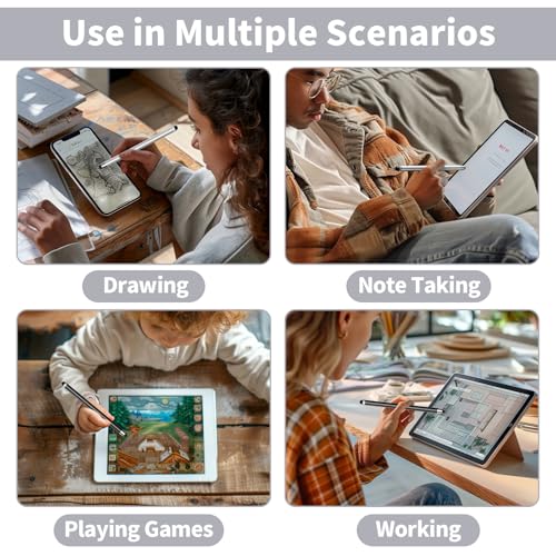 Stylus(10 PCS),Stylus Pen for Touchscreen,High Sensitivity & Precision | Universal Stylus,2-in-1 Rubber Tip,Thick and Thin Nibs,Touch Screens of iPhone/iPad/Android Tablets - color: 5PCS Silver & 5PCS Black