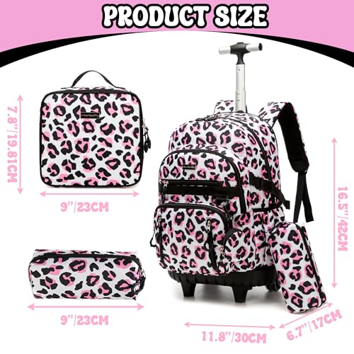 Meetbelify Rolling Backpack for Girls Boys Backpacks with Wheels Kids Carry on Luggage for Girls Boys - color: Girl Love