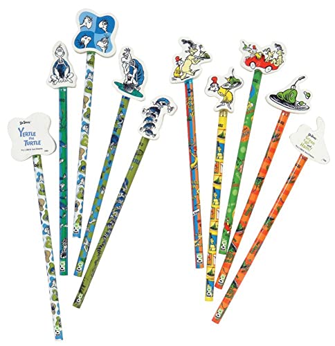 GEDDES Raymond 66865 Dr. Seuss Number 2 Pencils With Giant Pencil Top Erasers (Pack of 36) (Pack of 12) - size: 12 Count (Pack of 12)