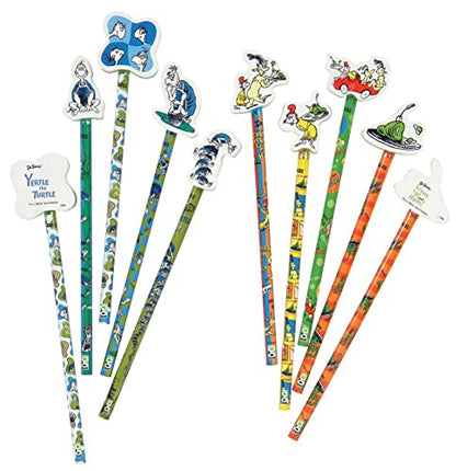 GEDDES Raymond 66865 Dr. Seuss Number 2 Pencils With Giant Pencil Top Erasers (Pack of 36) (Pack of 12) - size: 12 Count (Pack of 12)
