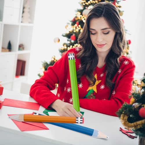 Fainne 15 Pcs Jumbo Pencils for Prop 13.4 Inch Wood Giant Pencil with Cap Big Funny Novelty Gift for Kids Back to School School Classroom Reward Supplies Teachers Students Gifts, 5 Colors