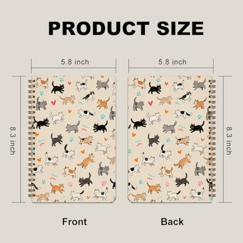 2 Pcs Cat Gifts for Women Spiral Notebook, Cute Cats College Ruled Spiral Notebook, Cats Themed Notebooks, 160 Ruled Pages Hardcover Journals for Writing Office, Cat Lover Gifts for Women Friend - color: Multicolour 0021