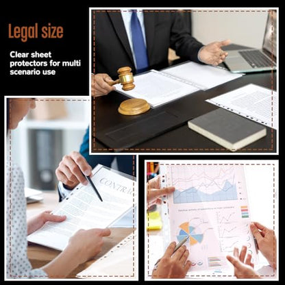 Gilprop 200 Pcs 8.5 x 14 Legal Size Heavyweight Clear Sheet Protectors, Heavy Duty 11-Hole Fit for 3 & 4 Ring Binder, Plastic Page Thick Document Protector, Binder Sleeves for Cards Photo Archive