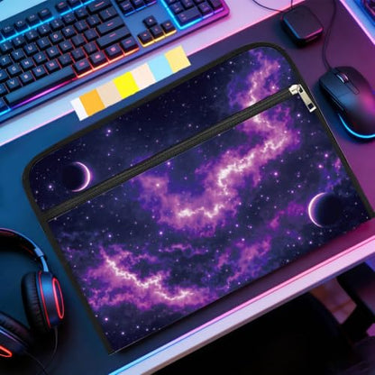 WEBEEDY Expanding File Folder with 13 Pockets, Labels and Zipper, Starry Night Sky Print Portable Paperwork Folder Accordion File Organizer for A4 Paper Document Receipt Travel Office, Back to School